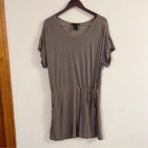 Calvin Klein Linen Blend Short Sleeves Mini Dress Lightweight Tie Waist Size S